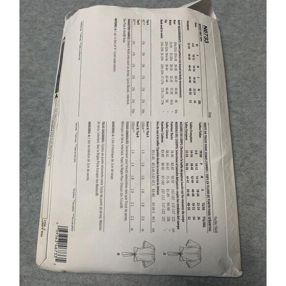 New Look N6733 Sewing Pattern Tops Size XSmall Small Medium XLarge XXLarge Uncut - Picture 3 of 4